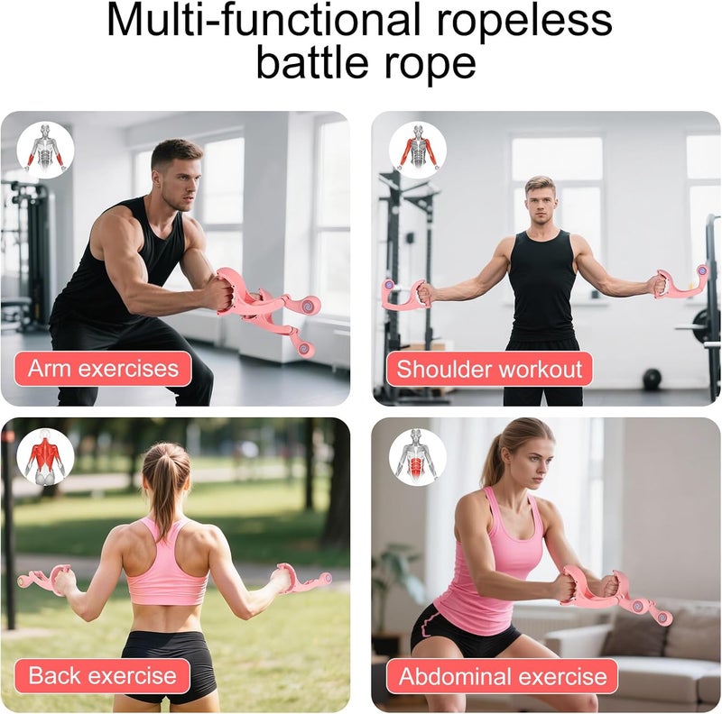 Vicamy Ropeless Battle Ropes for Home Gym, No Anchor Small Space Friendly, Quiet Tangle-Free, Full-Body HIIT Strength Aerobic Training Men & Women,Rotational Design - Image 4